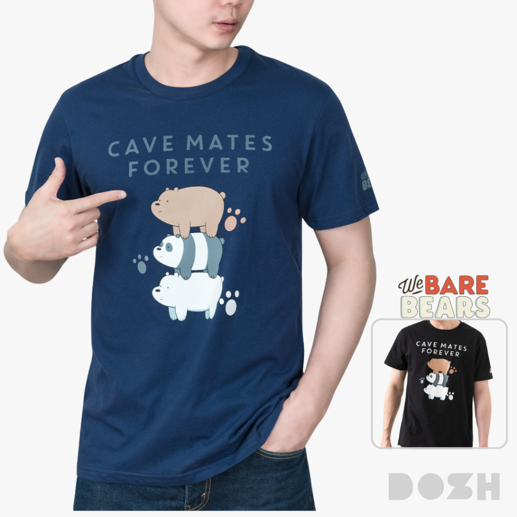 DOSH MEN'S T-SHIRTS WE BARE BEARS เสื้อยืดคอกลมผู้ชาย 4สี (เขียว-ดำ-ขาว-ชมพู) FBTM210904 (XS-XL)