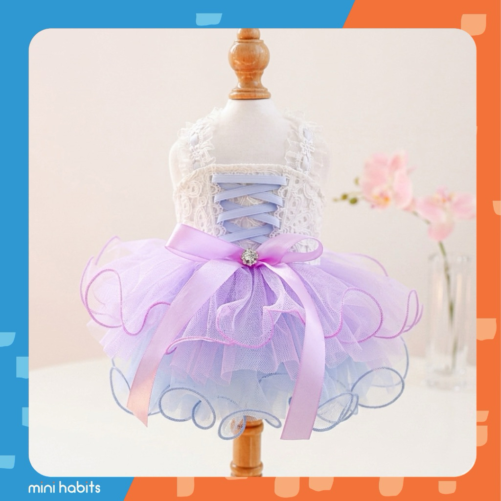 [🚚 พร้อมส่ง] ชุดกระโปรงสัตว์เลี้ยง ลายพิมพ์กระต่าย Lulu Princess Dress ชุดกระโปรงแมว หมา