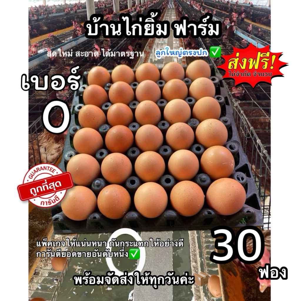 ไข่ไก่ เบอร์0 30ฟอง ปลอดสารพิษ ส่งฟรี