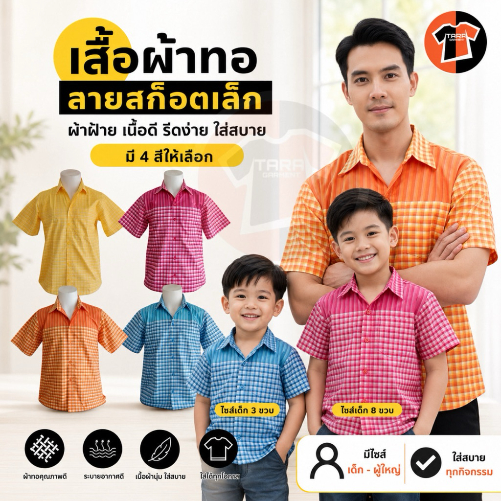 🔥พร้อมส่ง🔥เสื้อพื้นเมือง เสื้อวัฒนธรรม เสื้อผ้าทอ ลายสก็อตเล็ก พร้อมส่งทุกไซส์