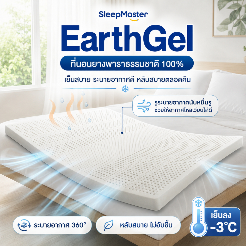 【ส่งฟรี】 Sleep Master ที่นอนยางพาราแท้ 100% หนา แบบนุ่มสบาย ช่วยลดอาการปวดหลัง กระจายน้ำหนัก