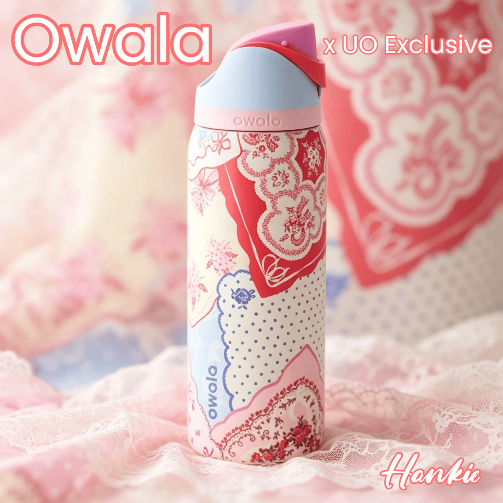 【ของแท้100%】Owala x UO Exclusive Hankie FreeSip 32oz มีหลอดในตัว กันหก เก็บร้อนเก็บเย็น สแตนเลส304 ปลอดBPA
