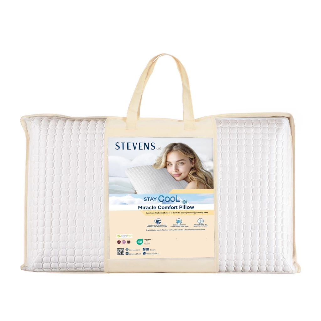 STEVENS หมอน Miracle Comfort Cool Pillow ขนาด 19x29 นิ้ว ผลิตด้วยเส้นใย Super Hollow Polyester Fibre (550 gsm.)