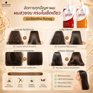 Schwarzkopf Strait Glatt ครีมยืดผม สูตรซาลอน ผมตรงลื่น ลดชี้ฟู ผมเงากระจก บำรุงผมเสีย 400ml x2 นำเข้าจากเยอรมัน