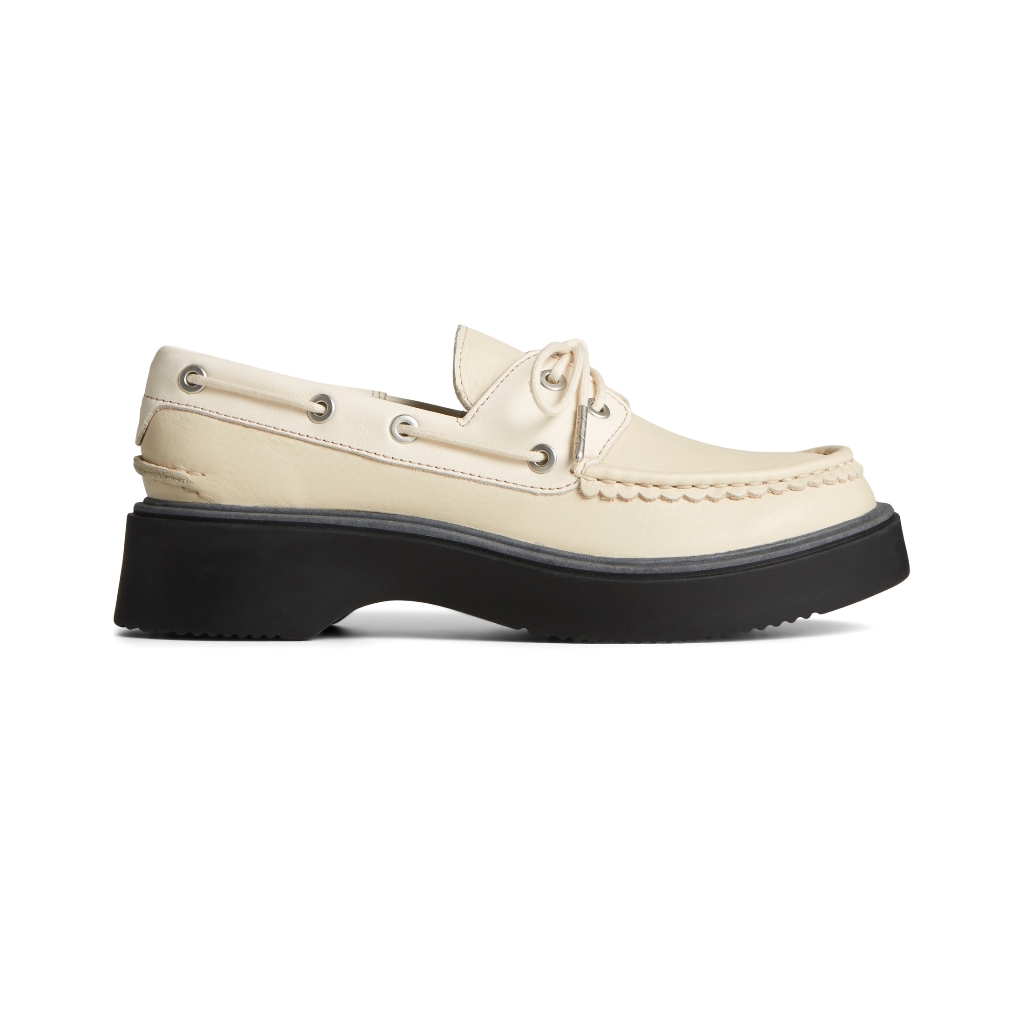 Sperry รุ่น Bayside Boat Leather รองเท้าลำลองหนัง ผู้หญิง สี White - STS89208