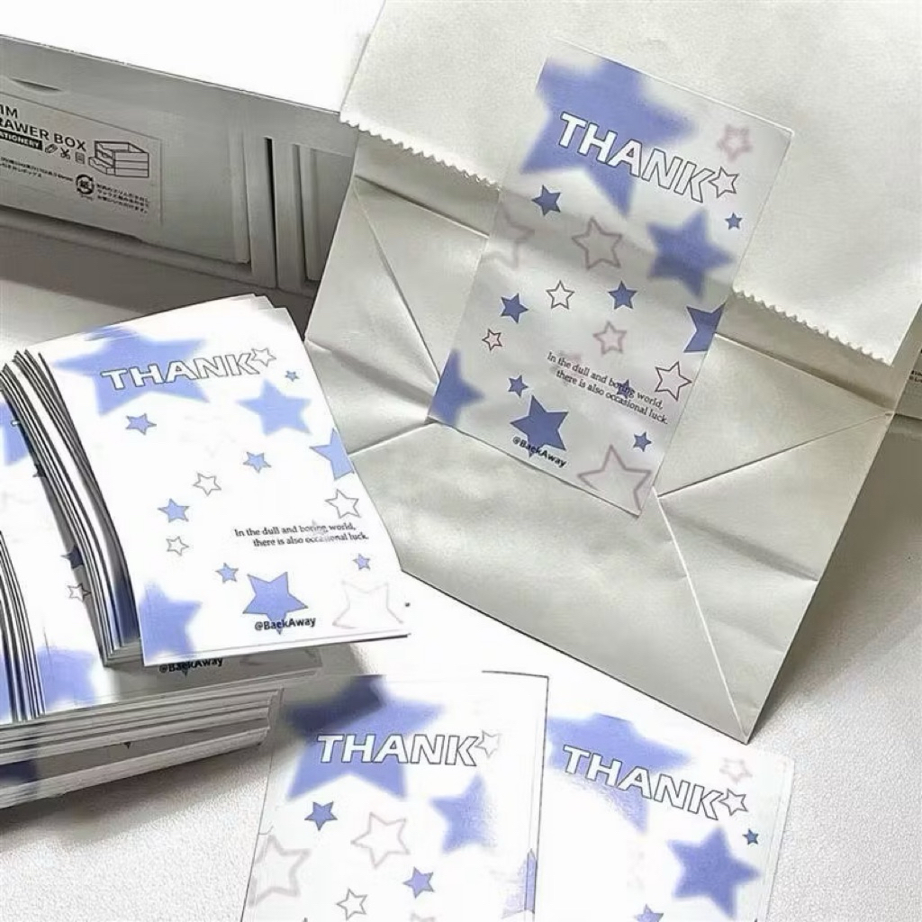 ✨🩵พร้อมส่ง!สติ๊กเกอร์ซีล ลายดาวสีฟ้า แพค10ชิ้น แปะพัสดุ ขอบคุณ ราคาถูก Shopee Lazada