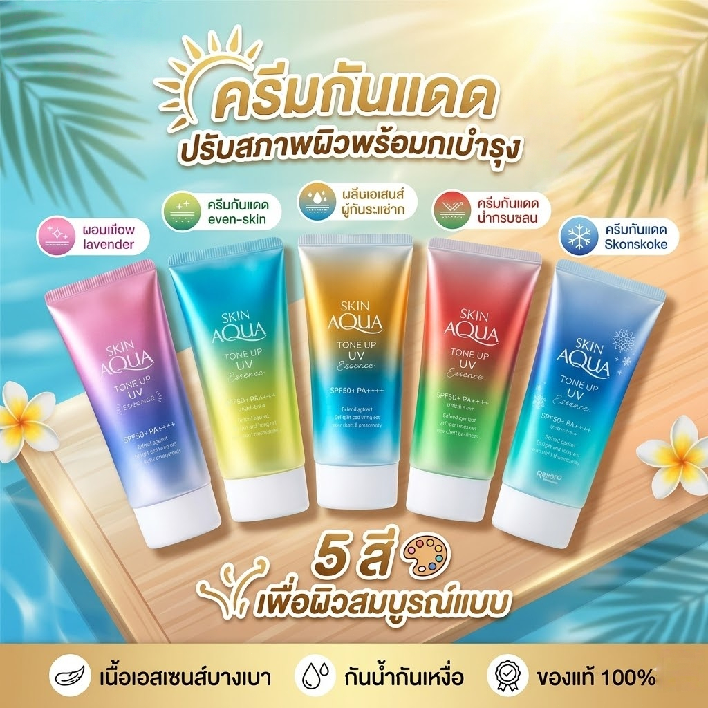 [พร้อมส่ง] Skin Aqua Tone Up UV Essence SPF50+ PA++++ ครีมกันแดด ปรับสีผิวให้กระจ่างใส เบาสบาย ไม่เหนียวเหนอะหนะ 80g