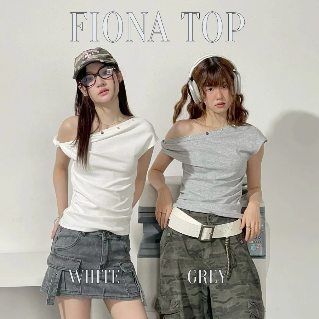 Choosedress A2035 Fiona Top เสื้อยืดปาดไหล่ เสื้อปาดไหล่ เสื้อเเขนสั้น