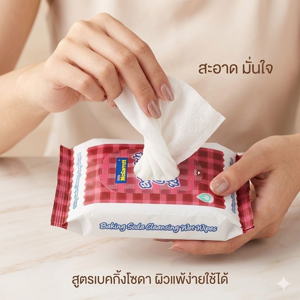McGarrett Baking Soda Cleansing แผ่นทำความสะอาดเบคกิ้งโซดา ทิชชู่เปียก เบคกิ้งโซดา (20 แผ่น)