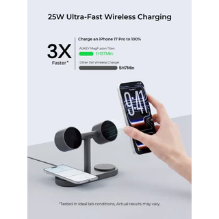 AUKEY LC-MC411 แท่นชาร์จไร้สาย MagFusion Titan 4-in-1 Wireless Charger Qi2.2 25W