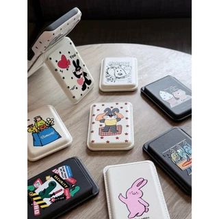 Oxygendog Wallet Magnetic สกีนลาย DD ซองใส่บัตรแบบหนัง ตั้งพับเก็บได้ สำหรับเคสมือถือที่เป็นแม่เหล็ก