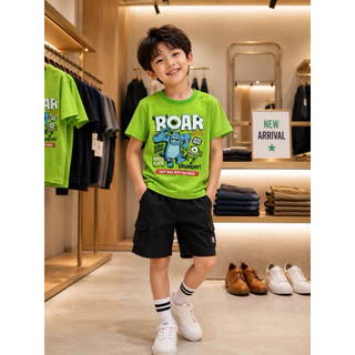 เสื้อยืดเด็กชาย เนื้อผ้าคอตตอน100 สกรีนลายสุดเท่ห์