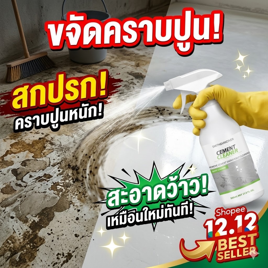 🔥ขจัดคราบปูนแรงสุด🔥 น้ำยาล้างปูน ขจัดคราบซีเมนต์ ทำความสะอาดคราบปูน สูตรเข้มข้น ใช้ง่าย เห็นผลเร็ว 500ml