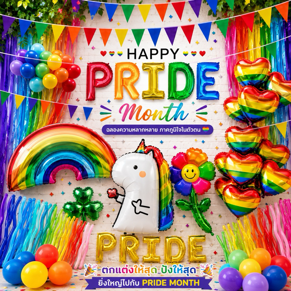 ร้านไทย มีส่งด่วน เทศกาลpride month ลูกโป่งรุ้ง LGBTQ รวมหลายแบบ พร้อมส่งจากไทย🏳️‍🌈
