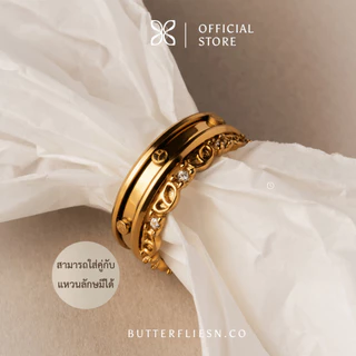 BUTTERFLIESN.CO แหวนโอมหมุนได้ ॐ กันน้ำ ไม่ลอก 2026 ผ่านพิธีแท้ เสริมมงคลครบด้าน การเงิน การงาน ความรัก