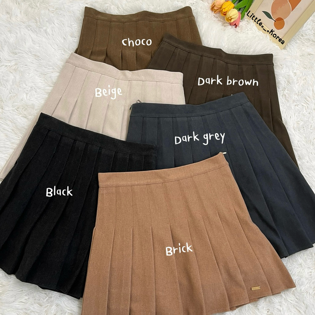 LITTLE KOREA - รุ่น Wool Color ความยาว 14.5”-16” | 16”-17” เอว 23” ถึง 32” กระโปรงเทนนิสไหมพรม มีซับใน