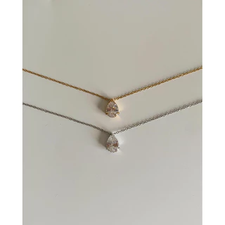 สร้อยสเตนเลสสตีล nickle free, water proof กันน้ำ HER OBJECTIVE_HER AMORE CLASSIC DROP PENDANT NECKLACE
