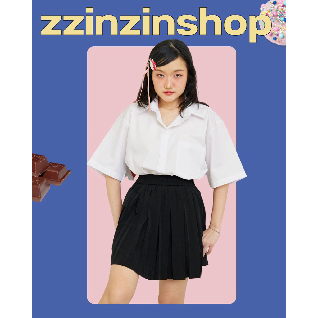 เสื้อนักศึกษาทรงบอยมีกระเป๋า(เนื้อผ้าหนาไม่บาง สินค้าคุณภาพ เนื้อผ้าสีขาวมะลิ)
