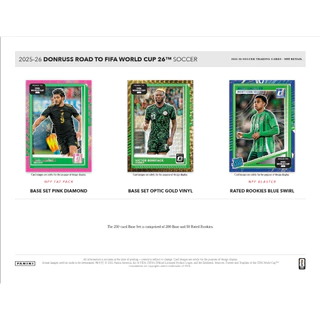 การ์ดสะสมฟุตบอล 2025-26 Panini Donruss Road to FIFA World Cup Soccer Blaster Box (Blue Swirl)