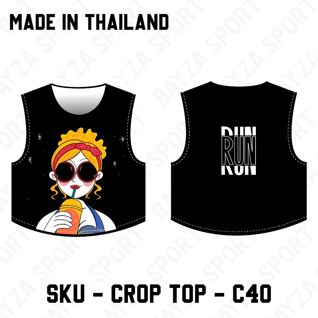 BAYZA เสื้อวิ่งแบบครึ่งตัวผู้หญิง สำหรับวิ่ง เสื้อวิ่ง มาราธอน เนื้อผ้า Airforw แบบ C40