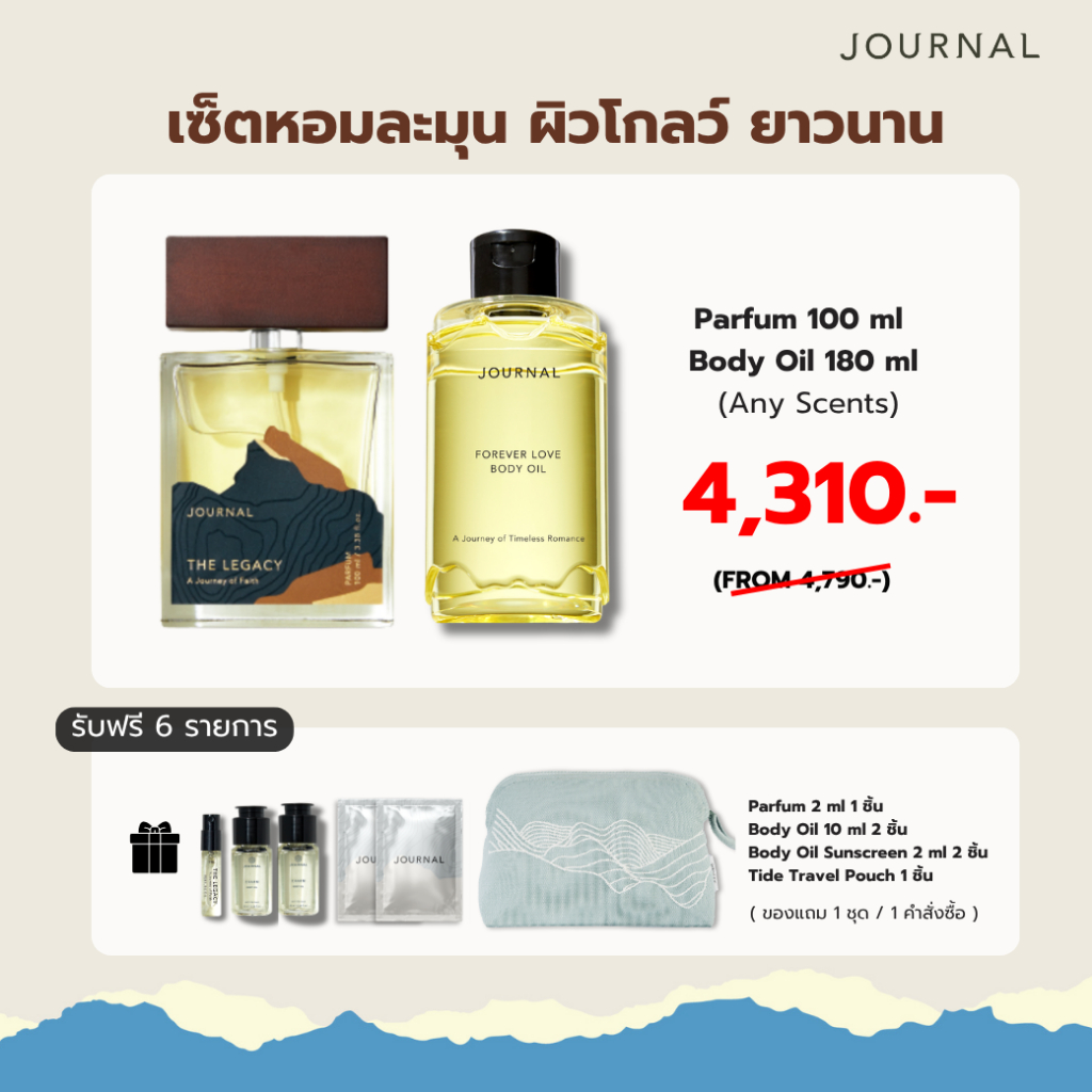 Journal Parfum 100 ml. + Body Oil 180 ml เซ็ตหอมละมุน ผิวโกลว์ ยาวนาน