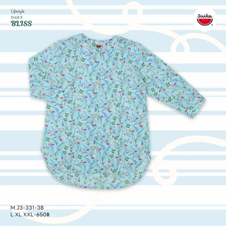 เสื้อแตงโม (SUIKA) คอจีนผ่าหน้าตลอด เจาะสาบแขนสามส่วนหน้าสั้นหลังยาว( M.J3-331 )