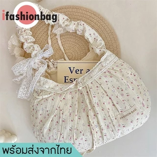 (มีส่งด่วน) ifashionbag(IF2594) กระเป๋าสะพายไหล่ผ้าคอตตอนลายดอกไม้ มี4ลาย