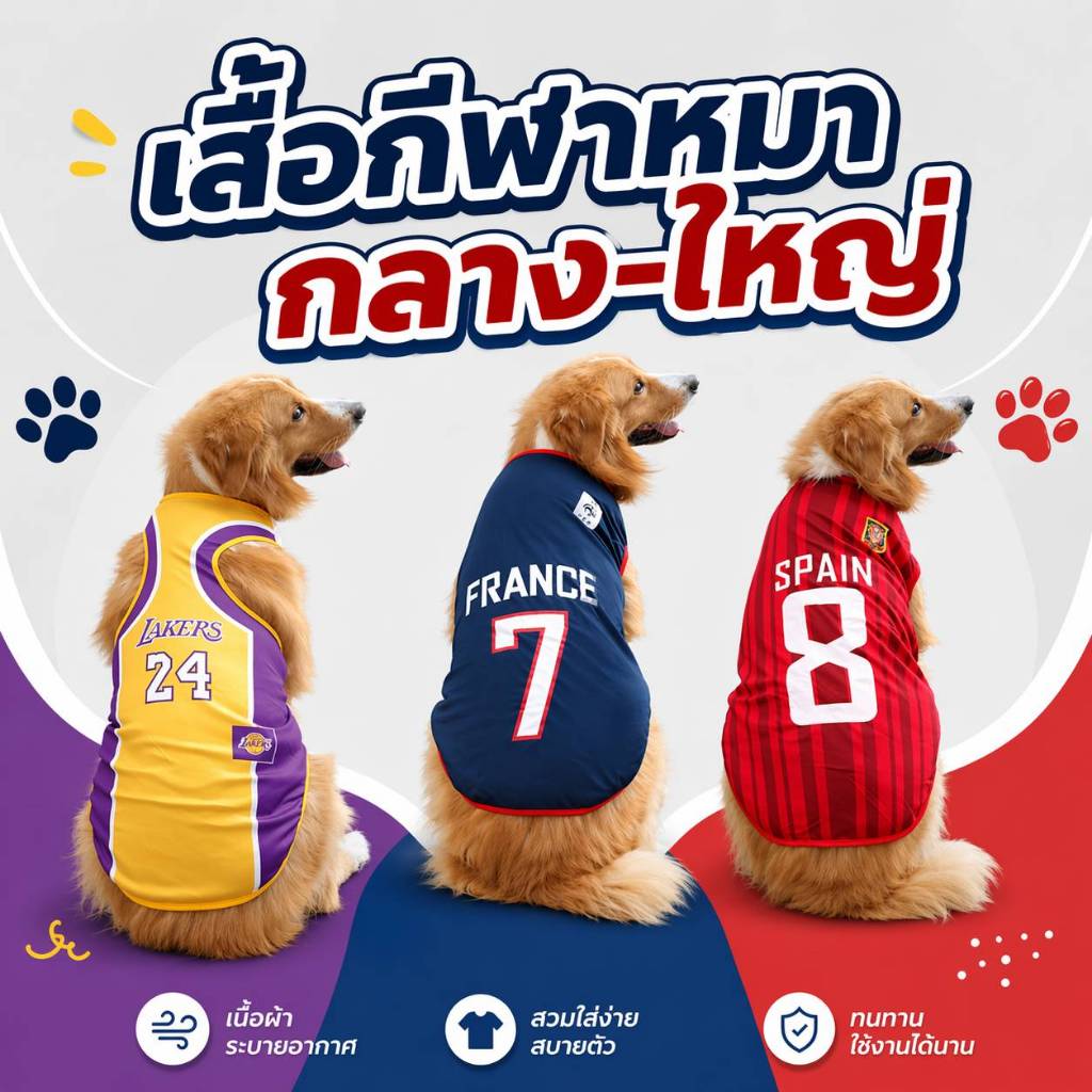 เสื้อหมาใหญ่ เสื้อกล้ามหมาใหญ่ เสื้อกีฬาสุนัข 3XL-6XL