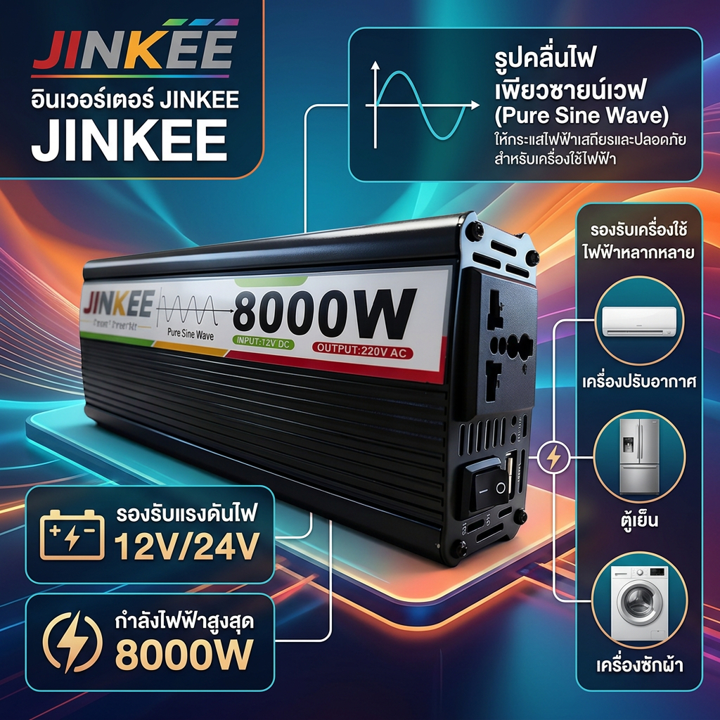อินเวอร์เตอร์ 8000W5000W/24V 12VTO 220V อินเวอร์เตอร์โซลาร์เซลล์ อินเวอร์เตอร์คลื่นไซน์บริสุทธิ์ อินเวอร์เตอร์สำหรับบ้าน