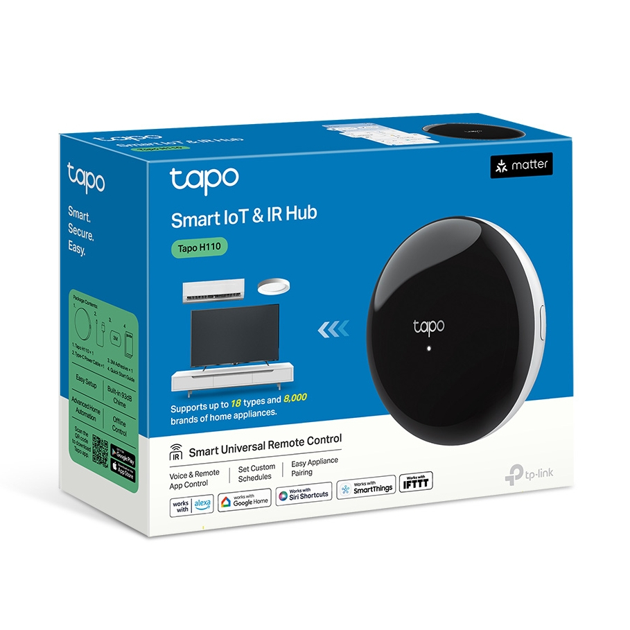 TP-LINK TAPO H110 Smart IR & IoT Hub เชื่อมต่อและควบคุมอุปกรณ์ IR และเซนเซอร์ Tapo รวมถึงรวมเข้ากับร