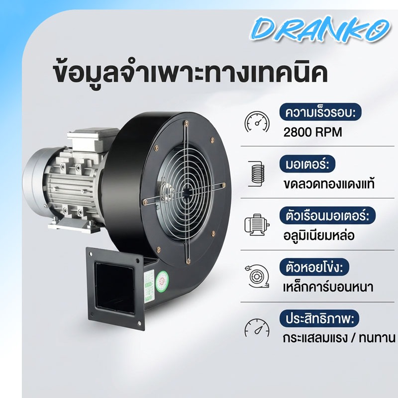 【วันสุดท้ายลดราคา】พัดลมโบเวอร์ พัดลมหอยโข่ง 220V วัสดุเหล็ก ขดลวดทองแดงแท้ อะไหล่พัดลม พัดลมอุตสาหกรรม พัดลมระบายอากาศ