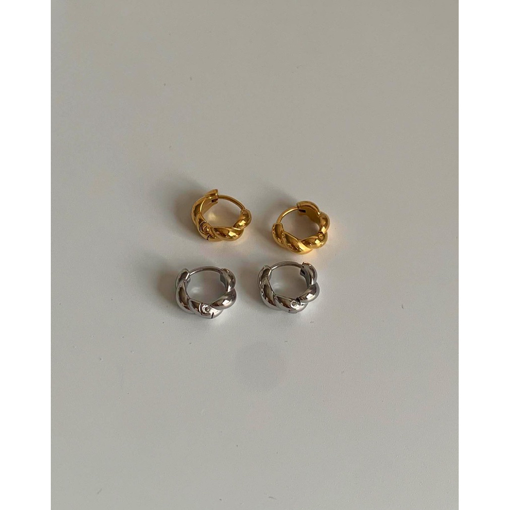 ต่างหูสเตนเลส ต่างหูสำหรับคนแพ้ง่าย กันน้ำ HER OBJECTIVE_HER CLASSIC TWIRL BOLD EARRINGS