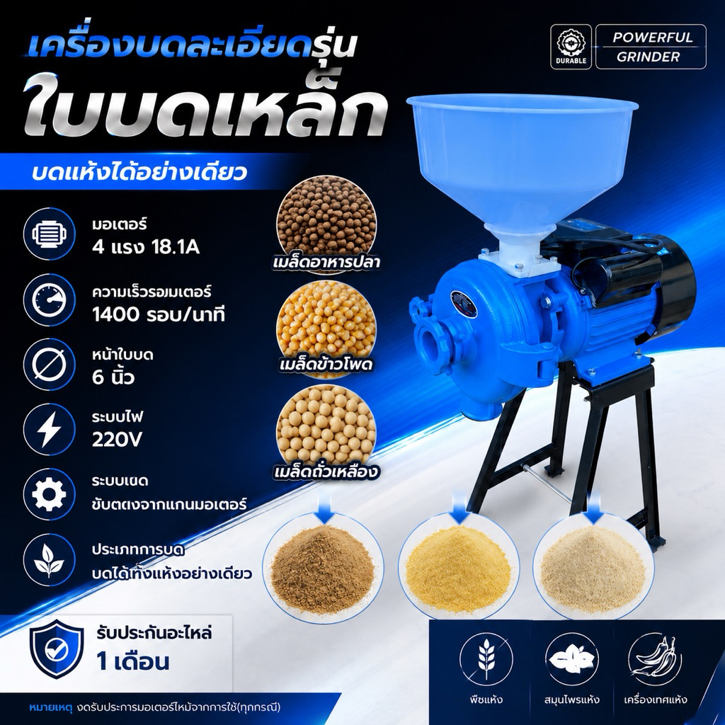 เครื่องโม่บดละเอียด/อาหารปลา/ข้าวโพด/ข้าวเปลือก(โฉมใหม่ล่าสุด2026)