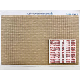 ฉลากเบอร์จับ 3200เบอร์ เรียงเดี่ยว1 (ไม่มีลาย) แถมสติ๊กเกอร์