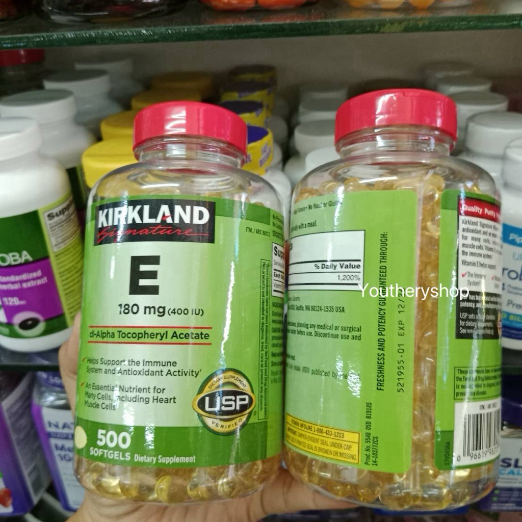 Kirkland Vitamin E 400IU วิตามินอี 180 mg 500 Softgels Exp.10/27