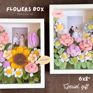 Flowers box gift กรอบรูปของขวัญ กรอบดอกไม้กำมะหยี่พร้อมภาพ/การ์ดอวยพร ขนาด 6x8 นิ้ว (งานด่วนติดต่อร้านที่ข้อความ)