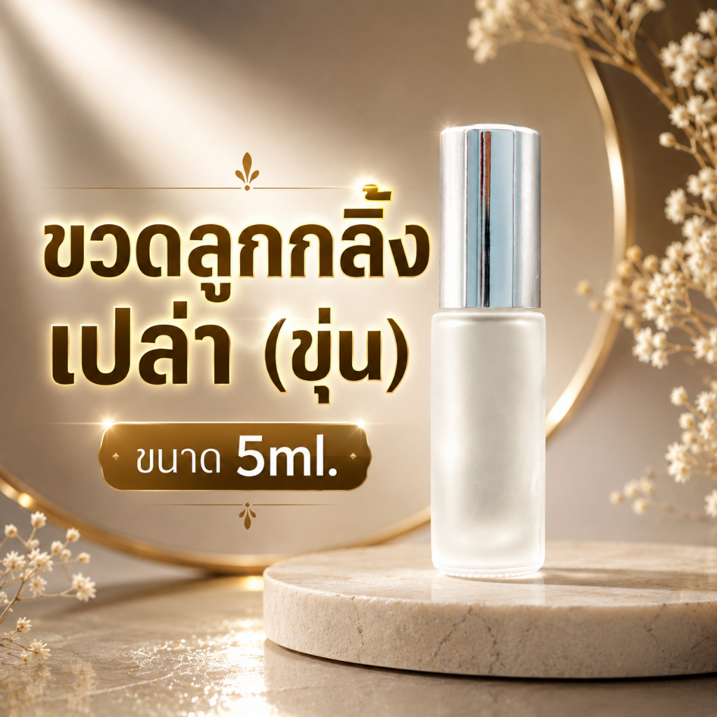 ขวดลูกกลิ้ง (ขวดเปล่า) แบบขุ่น ขนาด 5 ml (แพ็ค 3 ชิ้น = 30 บาท)