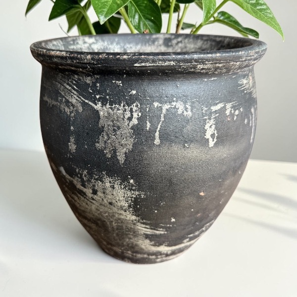 Flowerpot กระถางดินเผาทรงตรงเล็กปากบาน วินเทจสไตล์ ขนาด 20 x 24 cm.