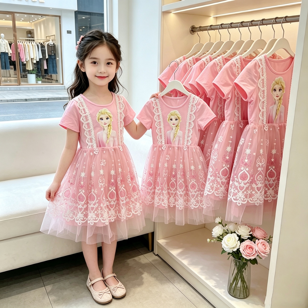 Little Piglet 🐷 พร้อมส่ง ชุดเดรส ชุดกระโปรง Dress สีแดง แขนสั้น เด็กผู้หญิง น่ารัก