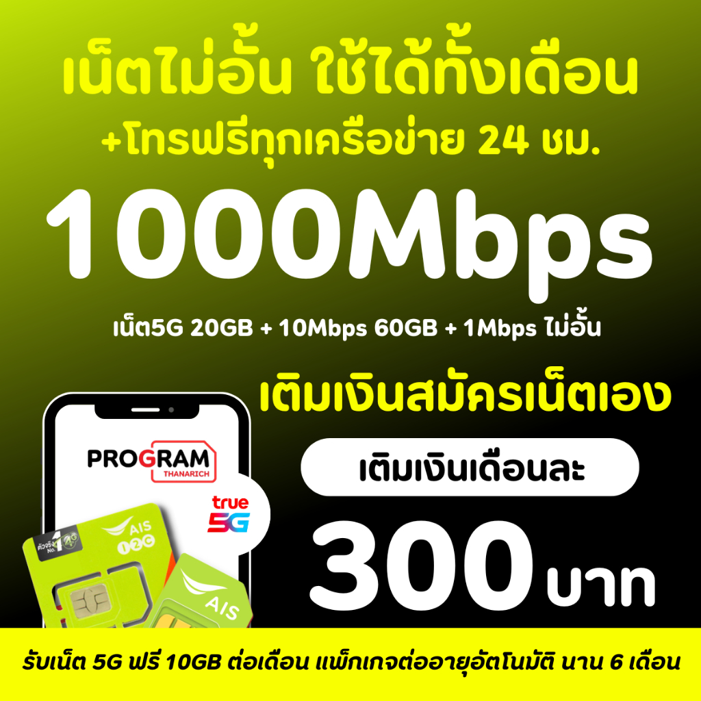 ซิมเอไอเอส ซิมเทพ เน็ตไม่อั้น AIS 30Mbps 20Mbps 15Mbps 8Mbps 4Mbps ฟรีไวไฟ ใช้ได้ 6 เดือน