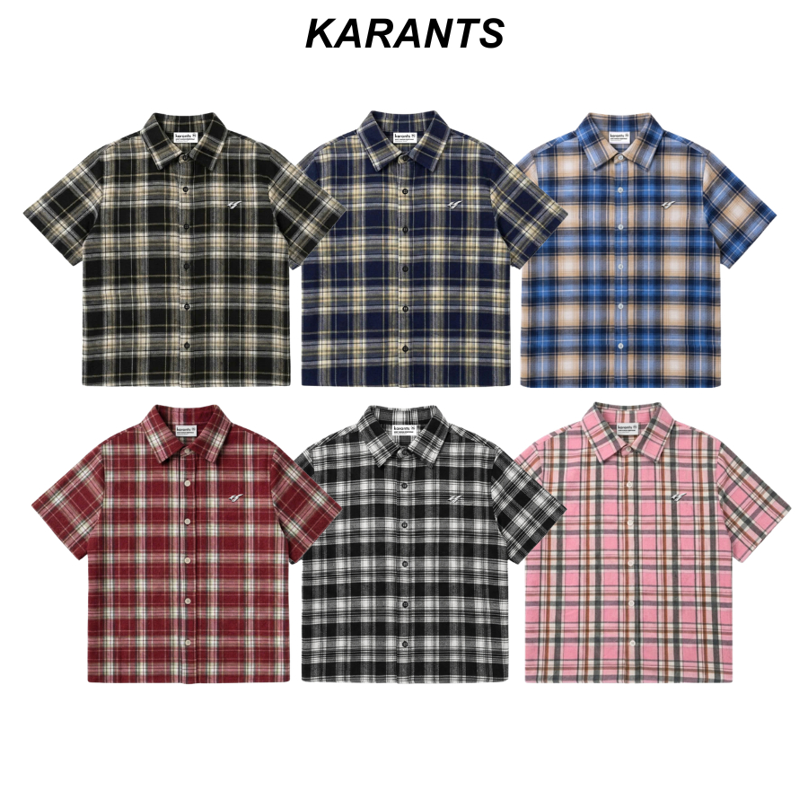Karants เสื้อเชิ้ตผ้าสักหลาด Cropped Boxy ตกแต่งด้วยขอบโลหะเรียบ สำหรับผู้ชายและผู้หญิง Unisex - KR268