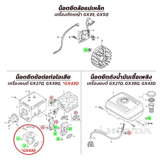 HONDA น็อตหน้าแปลน 8 มม. รุ่น GX35, GX50, GX270, GX390, GX430 #94050-08000 อะไหล่เครื่องตัดหญ้าฮอนด้าแท้100%