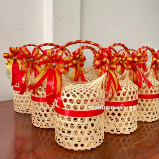 ชะลอมหูหิ้ว งานโบว์เล็ก ออกใบกำกับภาษีได้ มีหลายสีพร้อมตกแต่ง
