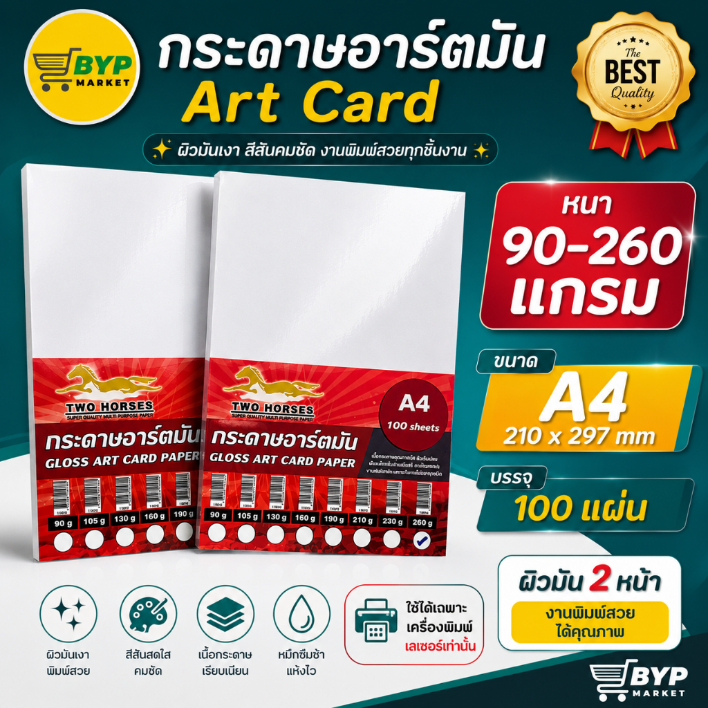 [มีส่งด่วน] กระดาษอาร์ตมัน,กระดาษอาร์ตมันการ์ด ขนาด A4  สำหรับเครื่องปริ้นเลเซอร์ มัน 2 ด้าน 100 แผ่น