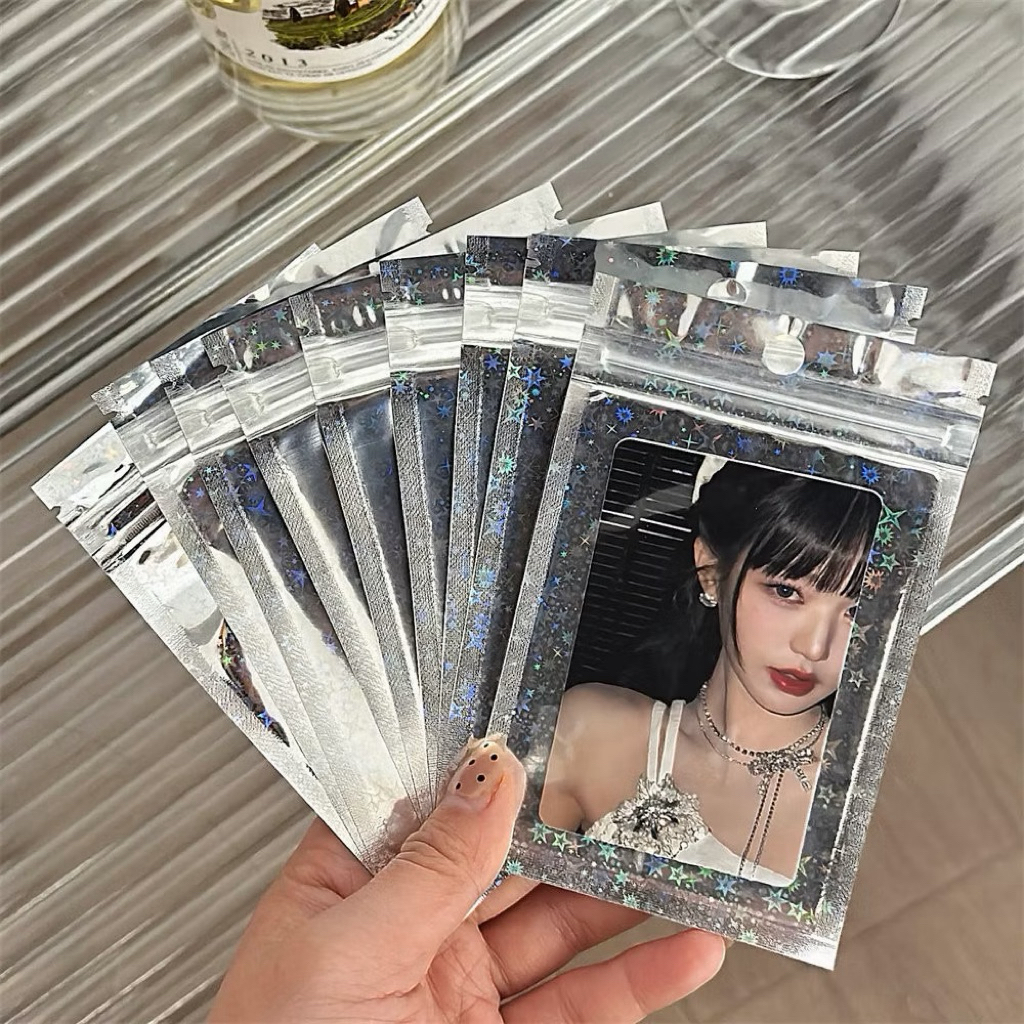 ✨🎀พร้อมส่ง!ซองใส่โฟโตการ์ด กลิตเตอร์สีเงิน 10ชิ้น ถุงแพคการ์ด