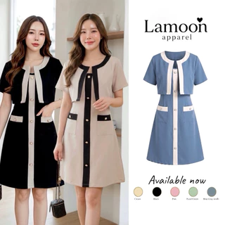 [พร้อมส่ง] Ronda dress เดรสทูโทนแต่งเสื้อครอปกระเป๋าหน้า ป้าย VERA ชุดไปงานแต่ง ชุดไปคาเฟ่ by Lamoon apparel