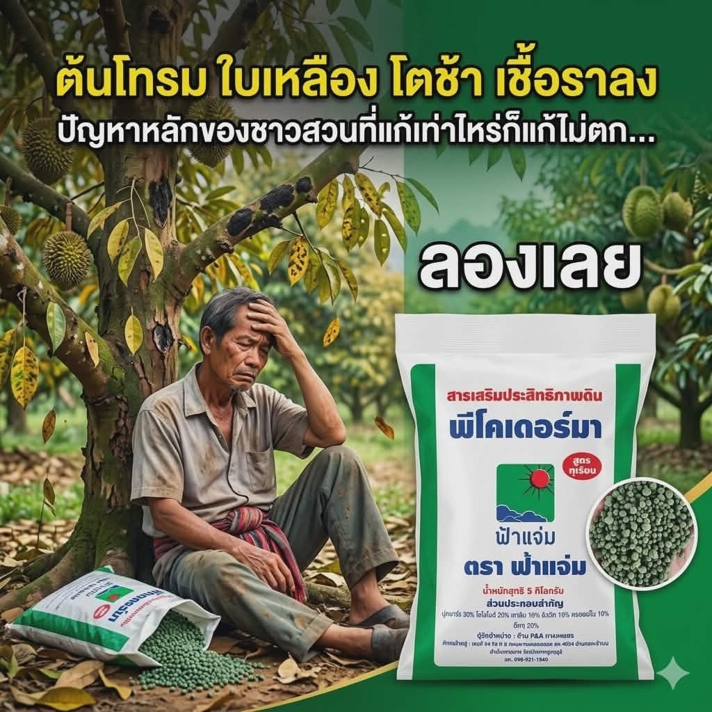 พีโคเดอร์มา ไตรโคเดอร์มาอัดเม็ด ตราฟ้าแจ่ม (ถุงละ 5 กิโลกรัม จำนวน 5 ถุง) ใช้ป้องกัน รักษาเชื้อราโรคพืชทางดิน