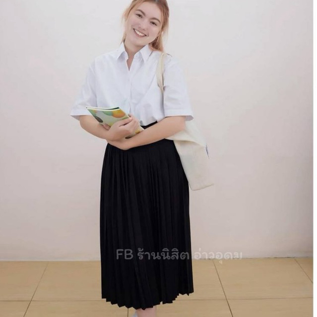 กระโปรงพลีทดำ จีบเล็ก-จีบทวิส ผ้าหางกระรอกเกรดAนิ่ม ไม่บาง