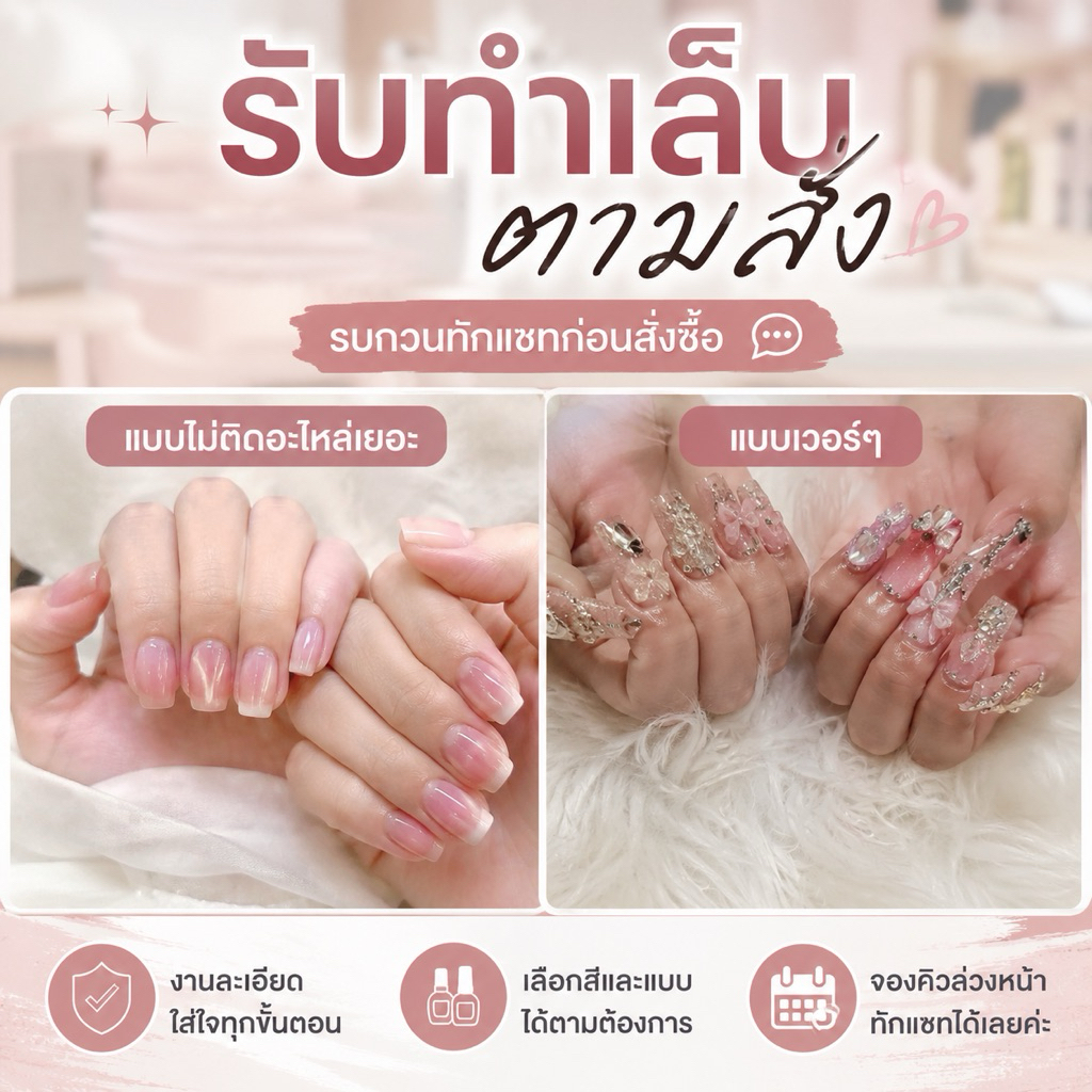 ทำเล็บตามสั่ง ส่งเรฟมาก่อนสั่งเท่านั้น