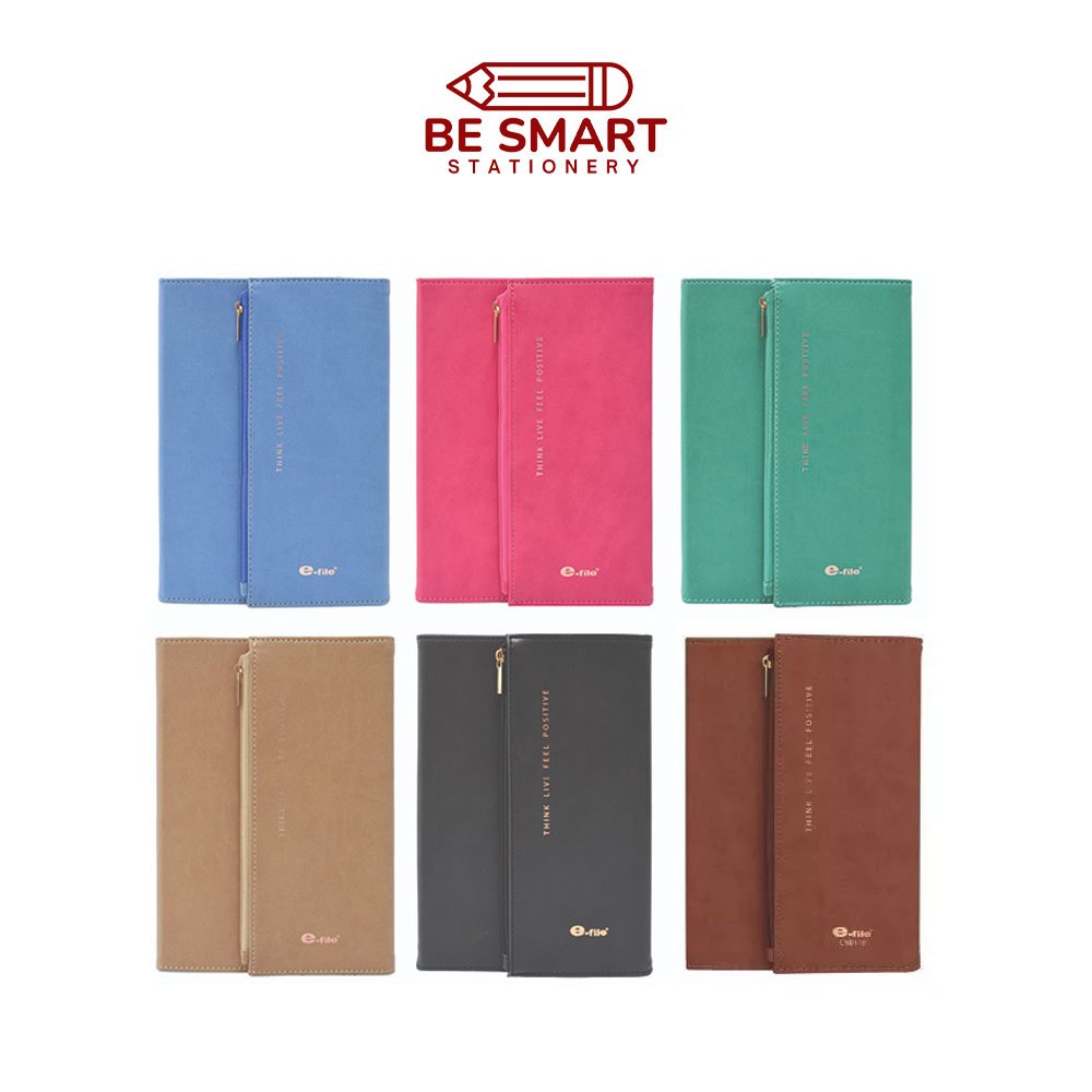สมุดโน๊ต e-file CNB118 ปกหนัง PU จดบันทึก มีเส้น อีไฟล์ A5 80GSM. มีช่องใส่บัตร